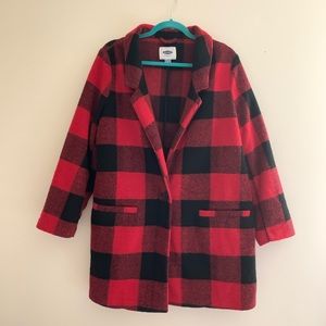 Old Navy buffalo plaid red and black coat